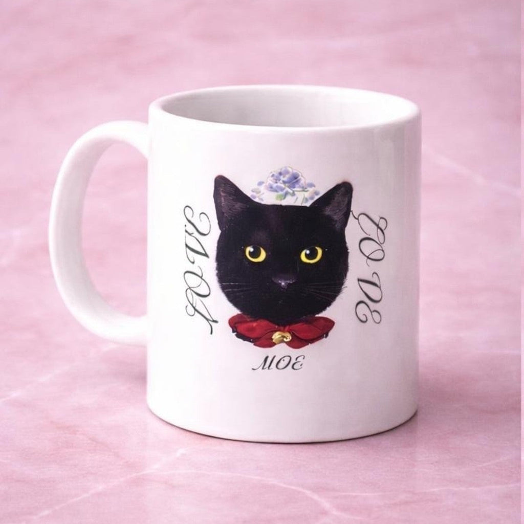 猫マグカップ【黒猫さんと白猫さんのセット（マグカップ２個）】