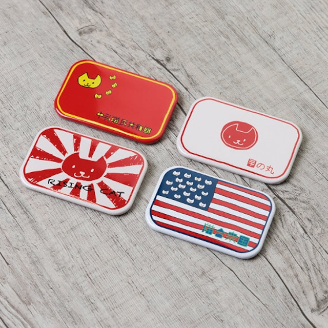 ネコ国旗缶バッジ（４個セット）